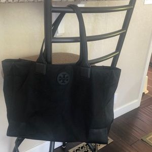 Tory Burch black nylon logo tote
